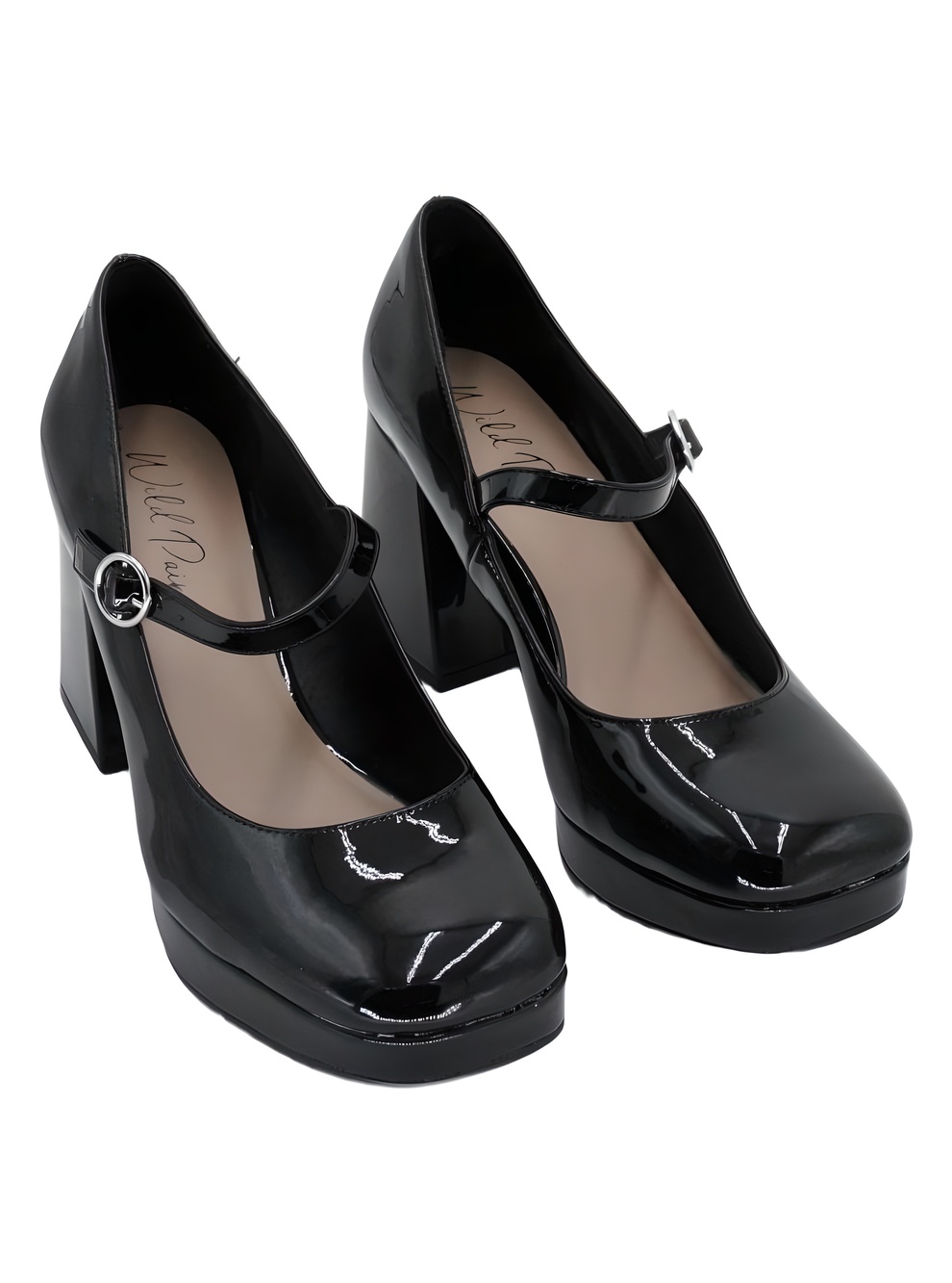 Wild Pair Vaneciaa Black Patent Mary Jane 3" Block Heel Pumps Size 10